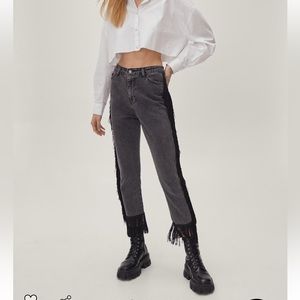 Fringe Cropped High Waisted Jean US 2